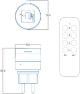 Entac Τηλεχειριστήριο IP44 και Σετ Πριζών 2xIP44 με RC